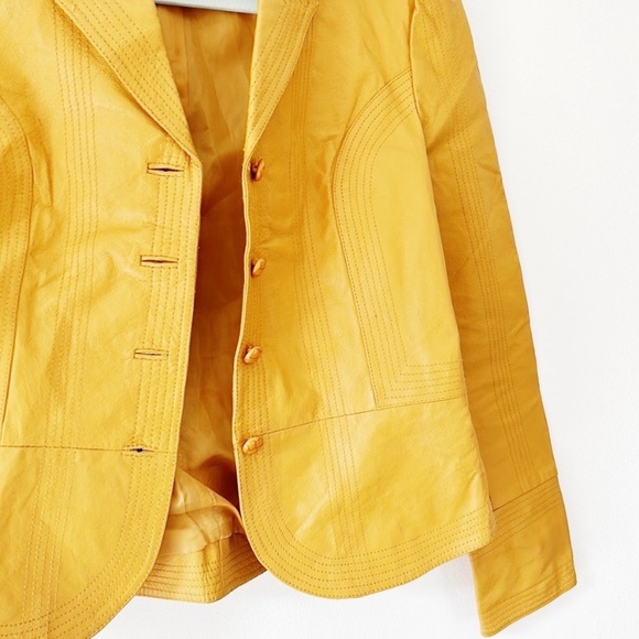 Vintage Mustard Leather Jacket Size Small - Picture 4 of 7